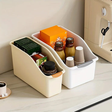 Curved Plastic Storage Bin Set - Multipurpose Home Organization Baskets for Cleaning Supplies & Household Essentials
