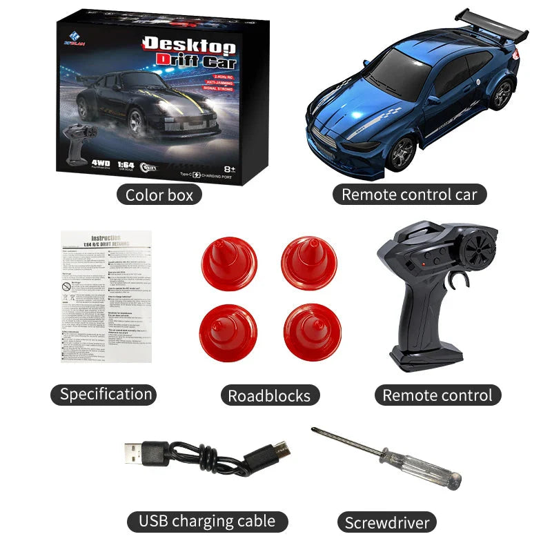 2025 New Kf20 1:64 Drift Rc Car Four-wheel remote-controlled racing car Full proportions Desk Competition Toy Boys Ideal gifts.