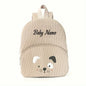 Personalized Toddler Backpack – Cartoon Bear Corduroy Plush with Embroidered Name, Large Capacity Kids Bag