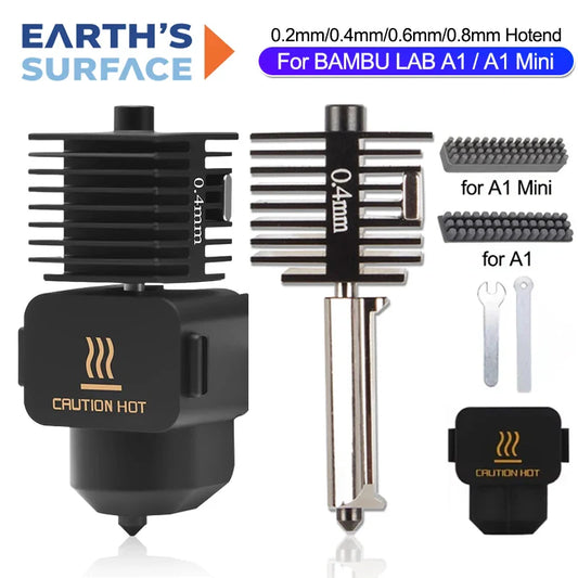 3D Printer Hotend Kit with 0.2, 0.4, 0.6, 0.8mm Nozzles and Silicone Brush — Assembly Replacement Parts