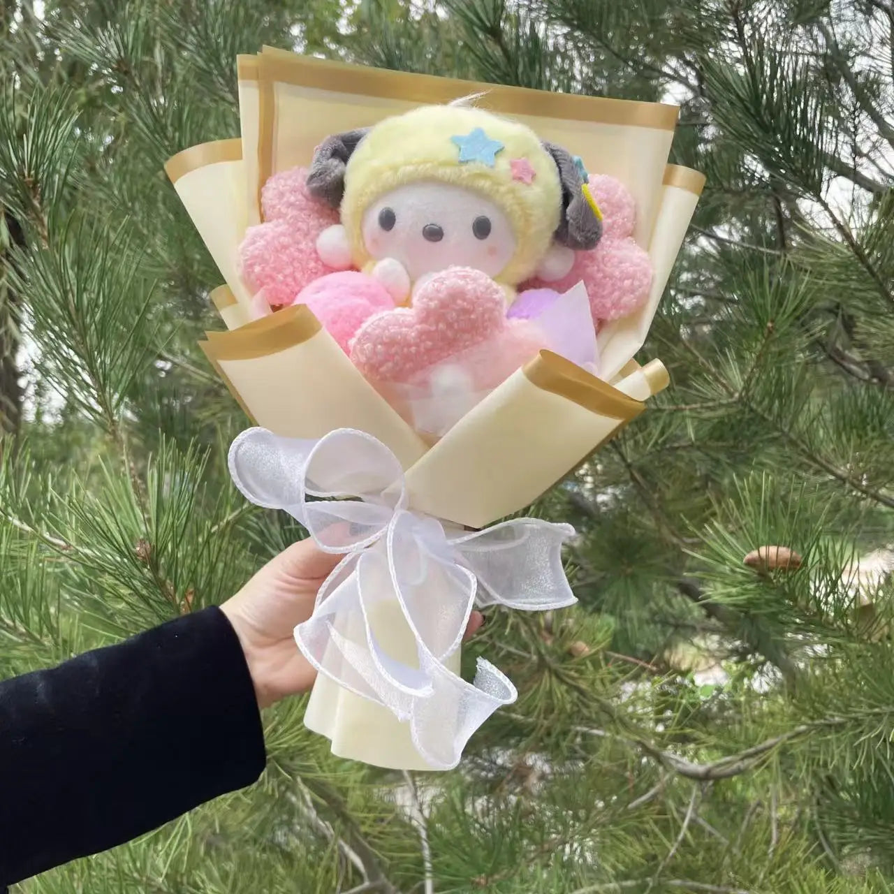 Cartoon My Melody Kuromi Cinnamoroll Kt Cat Plush Doll Creative Flower Bouquet Valentine Christmas Graduation Birthday Gift