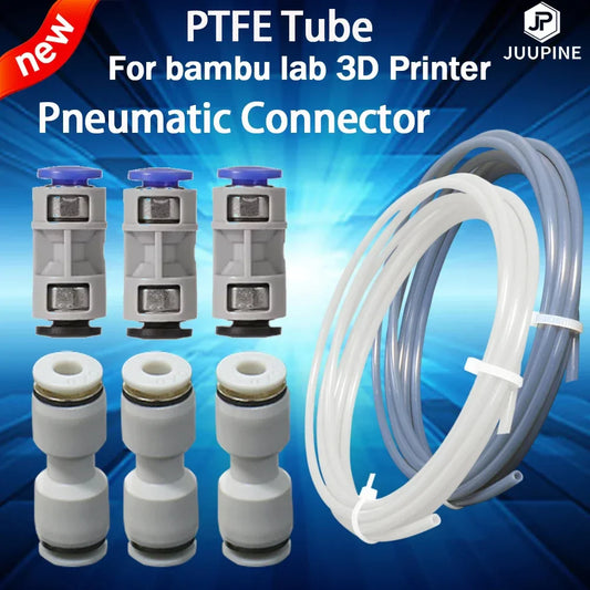 PTFE Tube Pneumatic Connector for 3D Printers — 4mm OD / 2.5mm ID (0.157 in / 0.098 in) for 1.75mm Filament