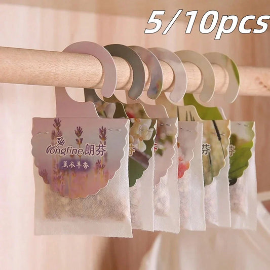 5/10-Pack Hanging Scented Sachets for Closet & Drawers — Long-Lasting Aromatherapy Air Freshener & Moth Repellent