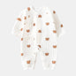 Baby Winter Bodysuit (0–6M) – Thick Cotton Animal Print Onesie for Boys & Girls
