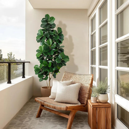 HiMISS Artificial Fiddle Leaf Fig Tree – Realistic Faux Ficus Lyrata in White Planter Pot (4, 5, 6 & 7 Ft)