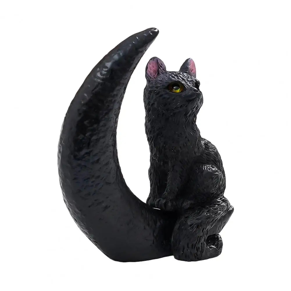 Halloween Witch Cat Resin Figurine - Spooky Cat with Witch Hat, Pumpkin, Skull & Moon Statue for Tabletop, Mantel & Shelf Decor - 5 Designs