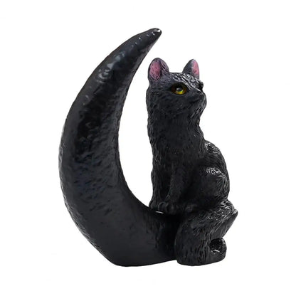 Halloween Witch Cat Resin Figurine - Spooky Cat with Witch Hat, Pumpkin, Skull & Moon Statue for Tabletop, Mantel & Shelf Decor - 5 Designs