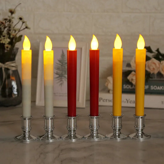 2-Pack Taper Candle Holder Bases – Silver & Gold Plastic Candlestick Stands for Taper/Electric Candles, Wedding & Home Decor