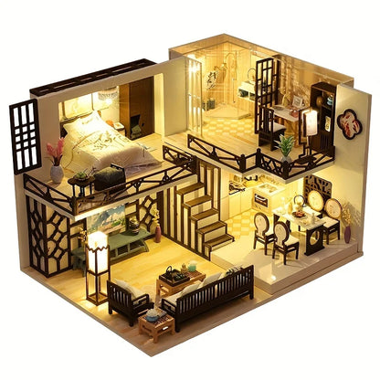 1pc,Diy Wooden Doll House,Assembly Model Kit,3d Puzzle, Birthday Christmas Gifts for teenagers and adults,Home Decor Micro Model