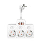 EU Wall-Mounted Power Strip — 3 AC Outlets + 4 USB Ports, Independent Switches, 0.5 m (20 in) Cord
