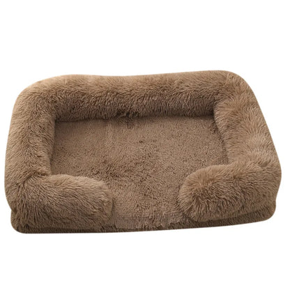 Plush Dog Bed with Removable Cover – Thickened Winter Pet Sofa Pad, Square, Small & Large
