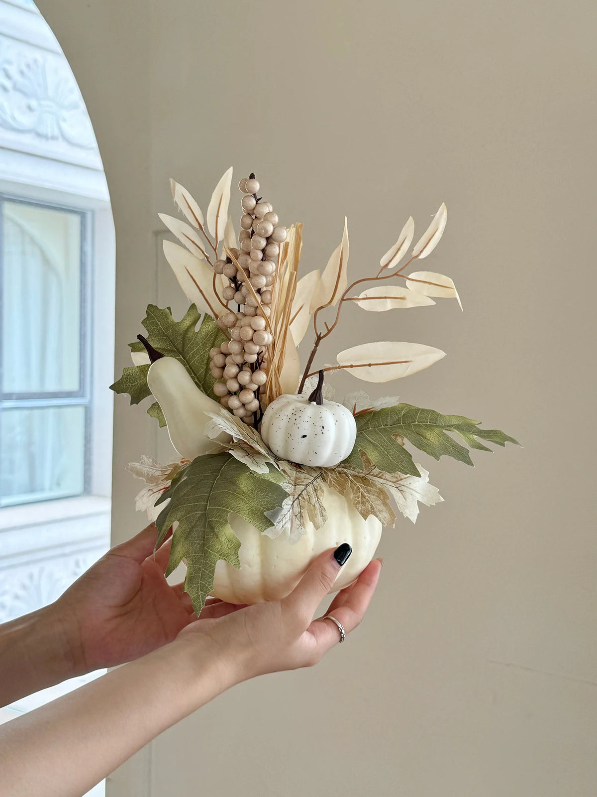 Artificial Pumpkin Autumn Decoration, 12.5 x 29cm, White or Orange