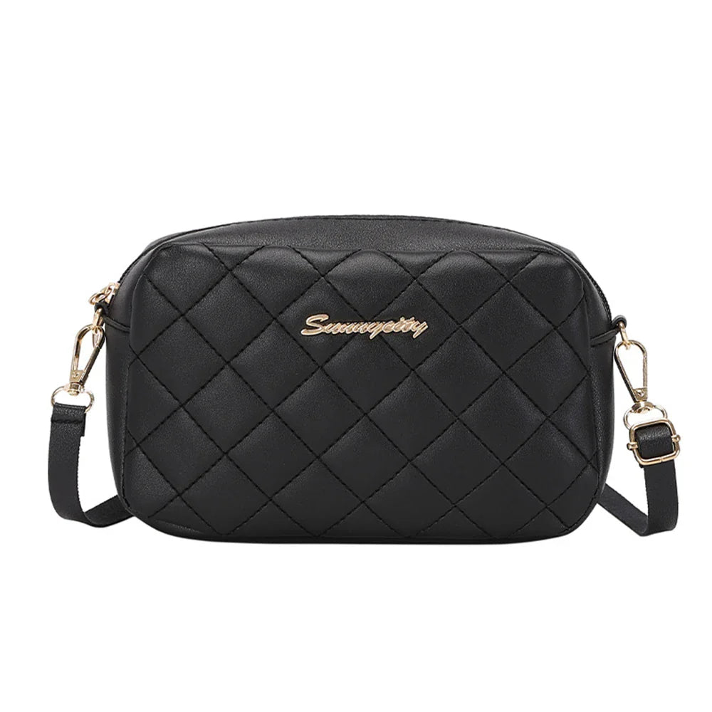 Tassel Small Messenger Crossbody Bag for Women – Lingge Embroidery Camera Shoulder Bag with Chain Strap (4.7 x 7.8 in / 12 x 20 cm)