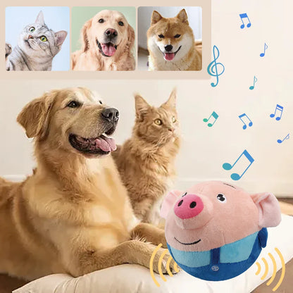 Automatic Plush Bouncing Dog Toy 5.9in (15 cm) Interactive Squeaky Self-Moving Bite-Resistant for Small & Medium Dogs