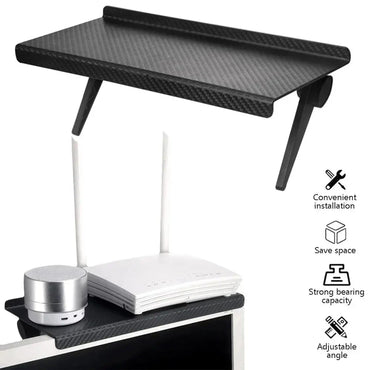 Adjustable Screen Storage Rack - No-Drill Shelf for TV & Computer Monitors