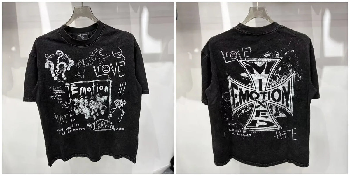 MIXED-EMOTION Rhinestone Graphic T-Shirt