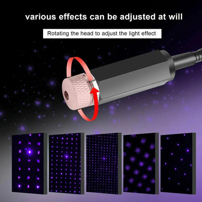 LED Car Starry Sky Projector Light USB Adjustable Interior Atmosphere Night Lamp