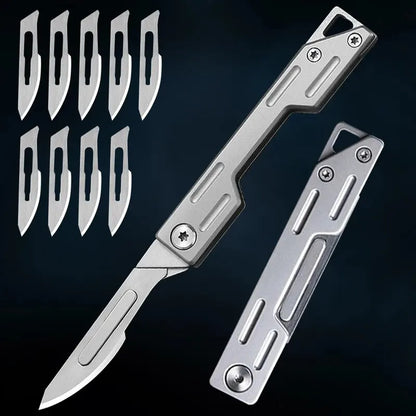 Folding Pocket Knife with 9 Replaceable Blades, Hobby Craft Utility Knife
