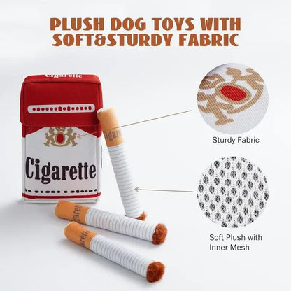 Funny Plush Squeaky Chew Toy Cigarette Design for Small & Medium Dogs, Interactive Pet Gift