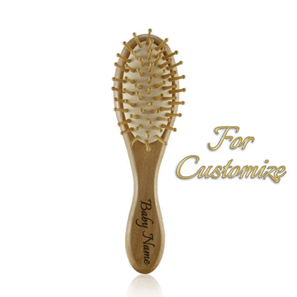 Personalized Wooden Baby Brush – Custom Name Wool Comb for Kids