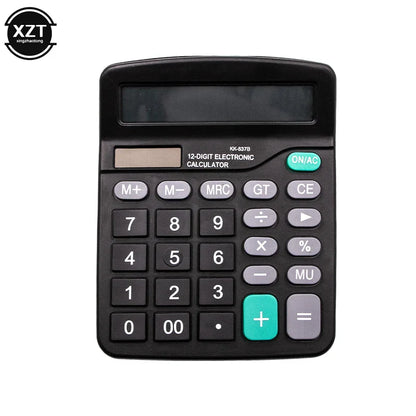 12-Digit Large Screen Dual-Power Calculator Solar & Battery for Office and Financial Use