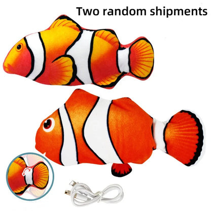USB Rechargeable Floppy Fish Cat Toy - Interactive Electronic Plush Fish for Cats & Dogs