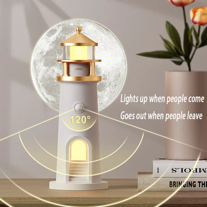 Moon Projection Night Light Lighthouse Lamp with Bluetooth Speaker, Remote & Motion Sensor — Ambient Bedroom & Kids Gift