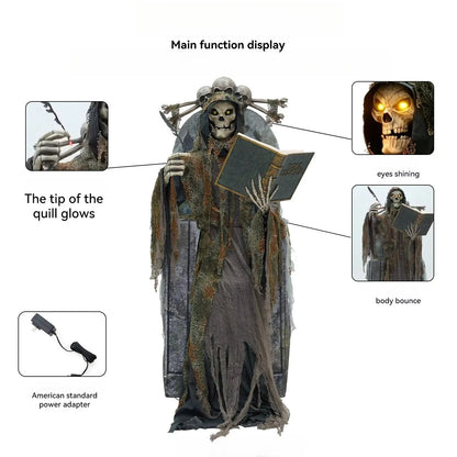 Large Animated Soul Reaper Skeleton Halloween Decoration, 213cm