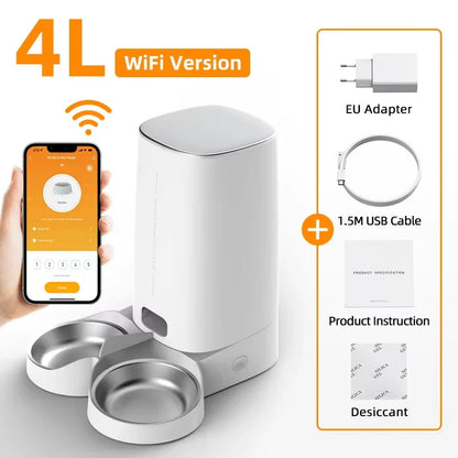 Automatic WiFi Pet Feeder 4L – Smart Kibble Dispenser for Cats & Small Dogs, App-Controlled Portion Timer & Remote