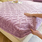 Winter Coral Fleece Fitted Sheet with Elastic Skirt - Thick Fluffy Warm Mattress Cover (Single/Queen/King)
