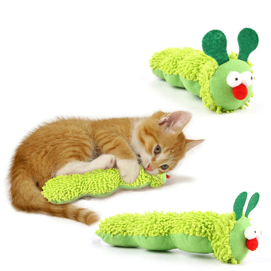 Caterpillar Cat Chew Toy with Catnip & Silvervine — Interactive Dental Molar Teaser for Cats & Kittens