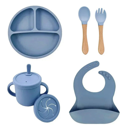 Food Grade Silicone Baby Feeding Dish Set Suction Plate Cup