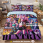 3-Piece K-Pop Devil Girl Print Duvet Cover Set - Microfiber Polyester, Machine Washable, Multiple Sizes (1.0m–2.8m)