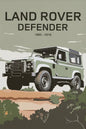 L-and-R-over Defender 90 Offroad Poster Classic Retro Automotive Poster Canvas Prints Classic Off-road Vehicle Aesthetic Print