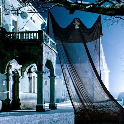 Halloween Hanging Skull Ghost Decoration – Scary Skeleton Ghost with Glowing Mask & Creepy Sound for Home, Yard, Bar & Haunted House Decor