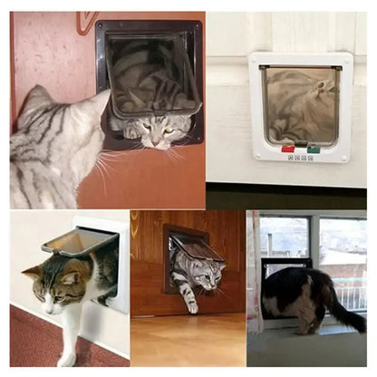 Pet Flap Door with 4-Way Security Lock — ABS Plastic Cat & Small Dog Door Kit
