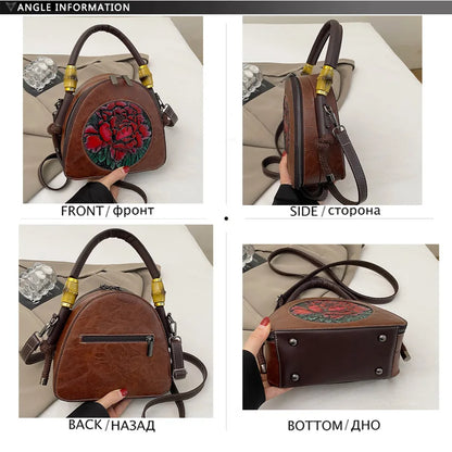 SZHIY Women's PU Leather Shoulder Bag with 3D Embossed Floral Pattern