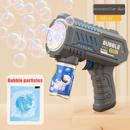 6-Hole Dinosaur Bubble Machine with Lights — Automatic Electric Bubble Gun & Soap Blower for Kids