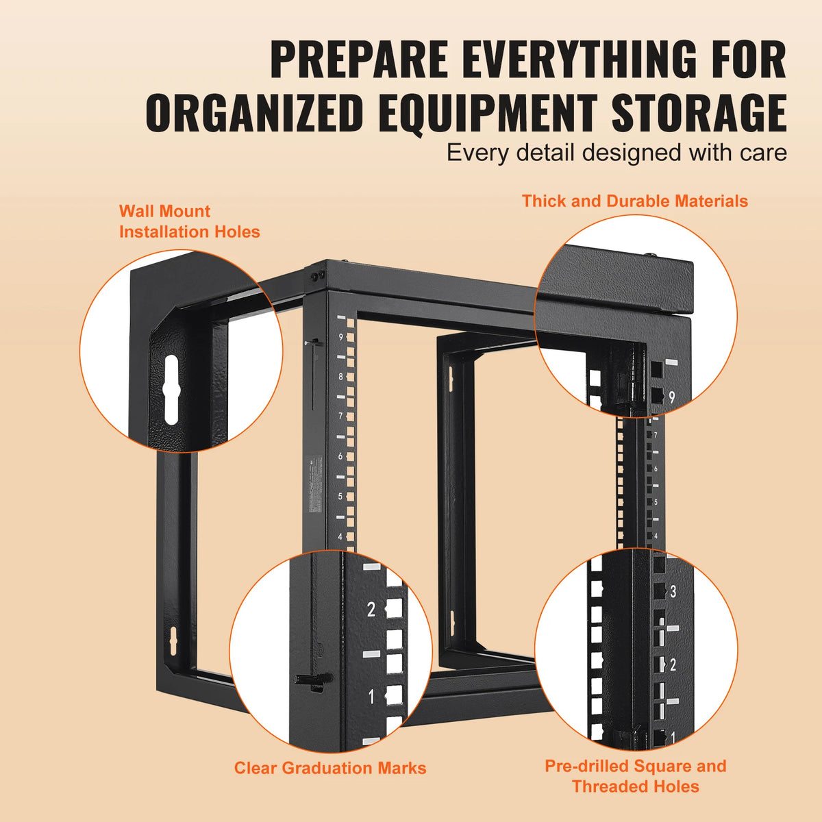 SucceBuy 9U Wall-Mount Server Rack for 19-Inch Equipment