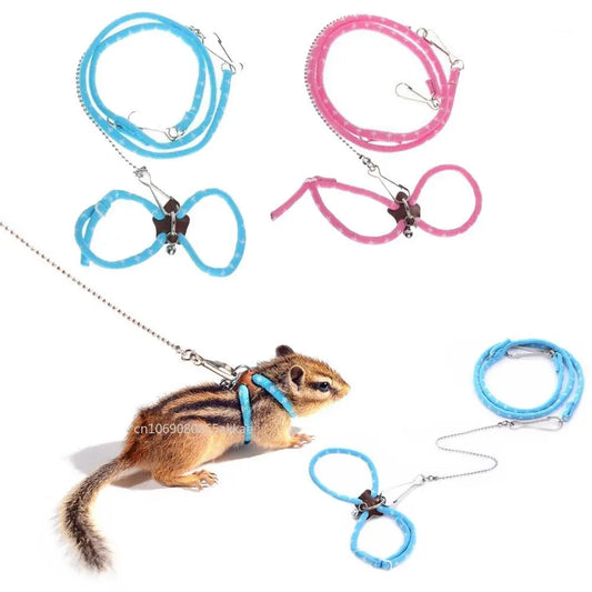 Adjustable Small Pet Harness and Leash for Hamster, Rat, Mouse, Nylon with Bell and Breakaway Safety