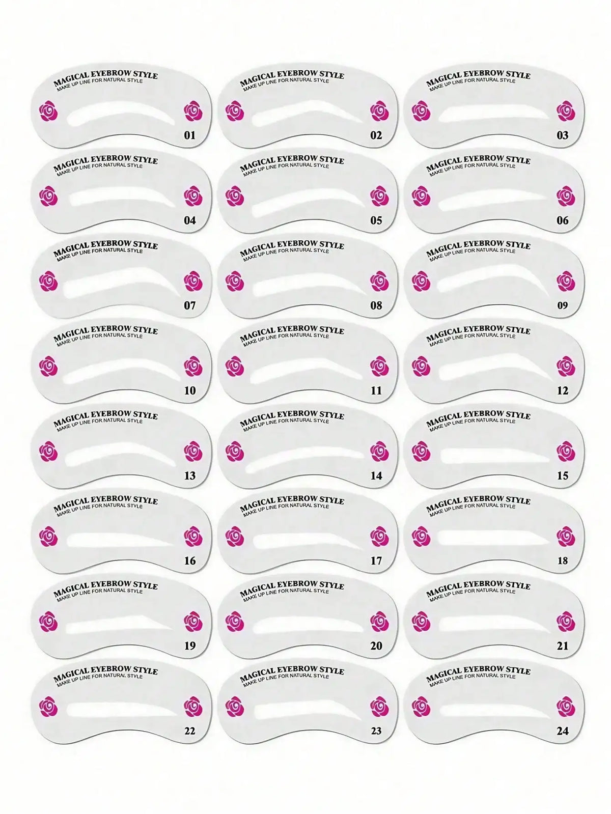 24-Style Eyebrow Shaping Stencil Kit - Reusable Rubber Stencils for Perfect Brows, Beginner-Friendly Makeup Tool for Women