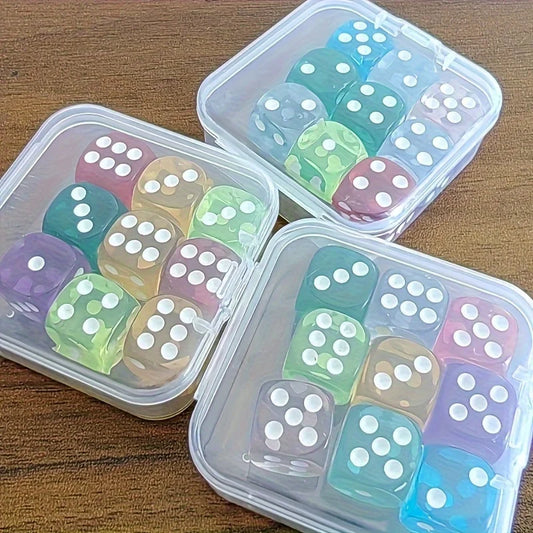 9-Piece Vibrant Color Dice Set with Portable Clear Storage Case, Assorted Colors for Math Games and Tabletop Gaming