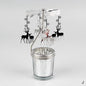 Rotating Tea Light Candle Holder Carousel Stand 6.7x3.1in (17x8cm) Metal Spinning Candlestick Gold Silver Home Party Christmas Decor Gift
