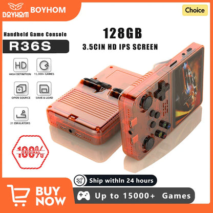 128GB Open-Source Linux Handheld Game Console 3.5-inch IPS Screen Orange - Portable Retro Pocket Player