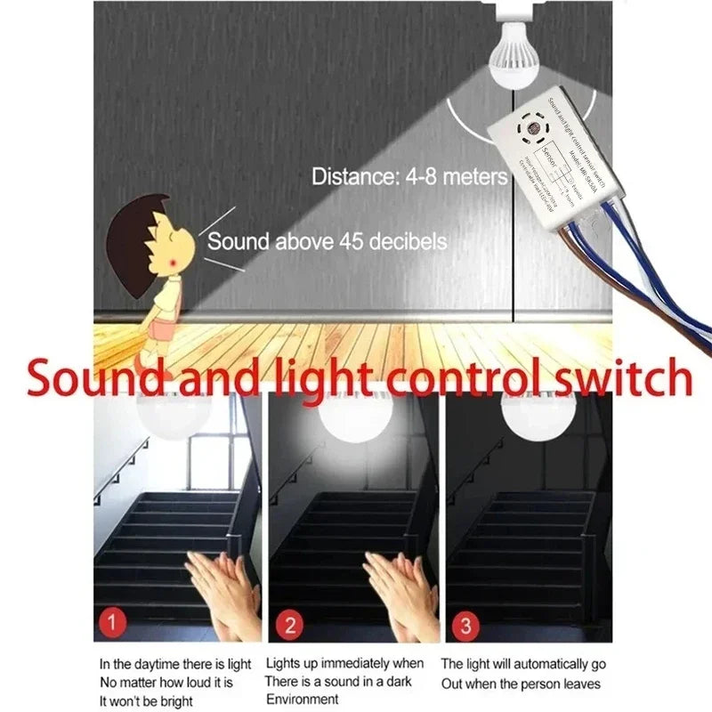 220V  Sound Voice Sensor  Light Switch  Module Detector Auto On Off Intelligent Use In Corridor Bath Warehouse Stair Switch