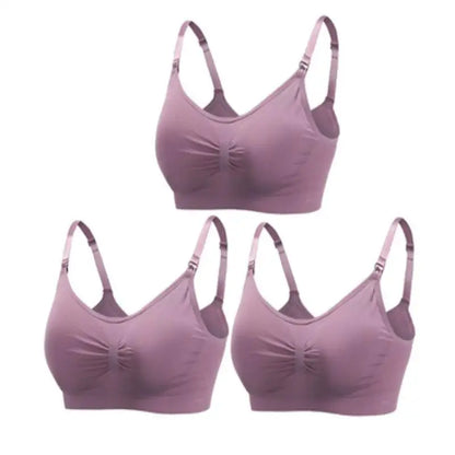 3-Pack Seamless Maternity Nursing Bras – Wireless Breathable Nursing Bra with Removable Pads & Front/Back Closure