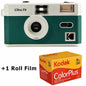 Reusable 35mm Film Camera — Classic Travel Point-and-Shoot with Built-In Flash, Yellow or Night Green