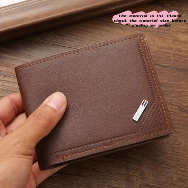 Men's Slim PU Leather Bifold Wallet – Compact 4.53 x 3.53 x 0.39 in (11.5 x 9 x 1 cm) Card Holder & Bill Compartment
