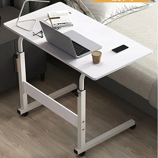 Adjustable Wooden Top Laptop Desk with Metal Frame — Portable Computer Table 60 x 40 cm (23.6 x 15.7 in), Height 69–80 cm (27.2–31.5 in)