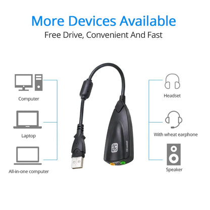 USB 7.1 External Sound Card for Gaming – Plug & Play Virtual Surround with Mic & Headphone Jack